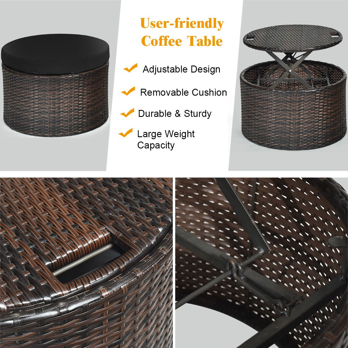 Outdoor Wicker Daybed, Patio round Sectional Furniture Set