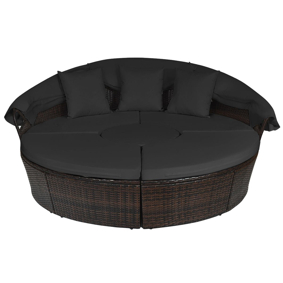 Outdoor Wicker Daybed, Patio round Sectional Furniture Set